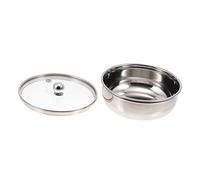 TIDTALEO 1Pieza Recipiente Inoxidable con Tapa para Cocinar al Vapor y Guisar Cuenco de Sopa Multiusos para Almacenar y Servir Alimentos