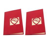 TIDTALEO 2 Tarjetas de Felicitación 3d Diseño en Papel Rojo y Forma de Corazón para Invitación de Boda Romántica y Elegante