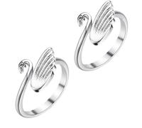 TIDTALEO 2piezas Anillo de Tejer Ajustable para Crochet Diseño de Cisne, Anillo de Dedo Abierto Guía de Hilo para Tejido Manual, Accesorio Creativo para Artesanía y Costura