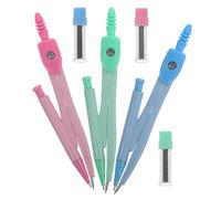 TIDTALEO 3 Juegos de Brújulas Metálicas de Dibujo Mango Antideslizante, Colores Azul, Rosa y Verde, Kit de Herramientas para Círculos, Papelería Escolar para Estudiantes y Oficina