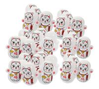TIDTALEO 30 Piezas de Modelo de Vaso de Gato Fortuna Miniatura, Decoración de Mesa Forma de Gato Fortuna, Material Plástico y Cuentas de Hierro, Adecuado para Dormitorios y Estudios