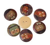 TIDTALEO 50 Botones de Madera Natural de 3 Cm Diseño de Búho y Doble Agujero, Ideales para Coser y Hacer Manualidades Estilo Vintage y Carácter Único