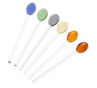 TIDTALEO 6piezas Cucharas De Vidrio Transparentes Resistentes Al Calor De Cucharas De Café De Mango Para Postres y Bebidas Utensilios De Cocina Saludables y Seguros Para Hogar y
