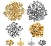 TIDTALEO Alfileres de Corbata Pasadores Traseros de Bloqueo, 100 Pares de Cierres Metálicos para Accesorios Manuales, Ideales para Bisutería y Bricolaje