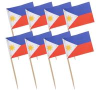 TIDTALEO Banderas Nacionales de Filipinas para para de Postres y Cócteles 100 Palitos de Madera para Fiestas y Celebraciones