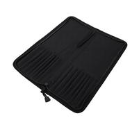 TIDTALEO Bolsa para Pinceles y Lápices para Artistas, Resistente Tela Oxford Negra, Cremallera, 16 Ranuras y 2 Compartimentos Grandes, Organizador Práctico para Pintura y Dibujo, Adecuado