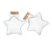 TIDTALEO Botella de Vidrio Transparente Tapa de Corcho Madera, Forma de Estrella Mediana, para Deseos, Decoración y Manualidades en Hogar y Cocina
