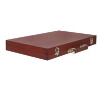 TIDTALEO Caja de Herramientas de Madera para Pintar Asa, Estuche Multifuncional para Almacenamiento de Pinturas y Óleos, Tamaño Compacto en Color Nogal para Artistas y Estudiantes