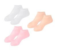 TIDTALEO Calcetines Hidratantes de Gel Invisibles S (32-34) 3 Pares Colores Blanco, Piel y Rosa, Elásticos y Antigrietas para Cuidado y Reparación de Pies Secos y Talones Agrietados, Uso