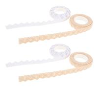 TIDTALEO Cinta Decorativa Autoadhesiva de Encaje de Algodón, 4 Rollos (2 Beige 5 M 2 Color Blanco 10 M), Cinta para Manualidades DIY, Adhesiva para Bodas y Scrapbooking