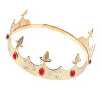 TIDTALEO Corona de Rey Metálica Decorativa para Cosplay y Fiestas Diseño Vintage con Pedrería Roja Accesorio Estable para Hombres Carnaval y Cumpleaños