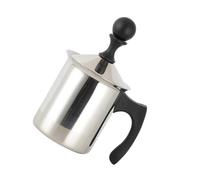 TIDTALEO Espumador de Leche Manual con Bomba y Filtro Doble Capa de Acero Inoxidable Capacidad 400 Ml, Resistente al Calor para Café y Bebidas con Leche Espumosa
