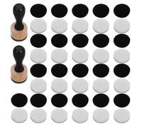 TIDTALEO Herramientas para Mezclar Tinta con Mango de Madera, Esponjas Redondas Negras para Scrapbooking, Aplicadores de Tinta para Manualidades, Set de 44 Piezas (2 Mangos 42