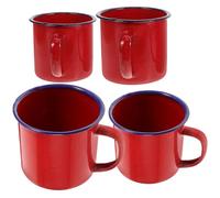 TIDTALEO Juego de 4 Tazas de Esmalte Rojo 120ml para Infusiones y Café, Diseño Elegante y Práctico Adecuado para Oficina y Reuniones
