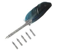 TIDTALEO Juego de Pluma de Inmersión con 5 Puntas de Metal y Pluma Natural para Escribir y Dibujar en Estilo Antiguo Adecuado para Navidad y Día de Acción de Gracias