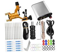 TIDTALEO Máquina De Tatuar Rotatoria Profesional 1 Kit Completo Portátil Motor Estable Para Aprendiz Uso En Tatuajes Kit Resistente Acero Inoxidable Plateado Ac220