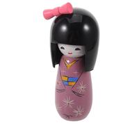 TIDTALEO Muñeca Kokeshi Japonesa de Madera Tamaño Compacto, Decoración Tradicional Kimono Púrpura con Flores para Mesa y Escritorio, Figura Artesanal Japonesa Adecuada para Hogar
