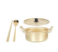TIDTALEO Olla de Aluminio Dorado para Ramen Coreano Diseño Antiadherente y Tapa de Aluminio, Fácil de Operar para Cocinar Sopa y Fideos