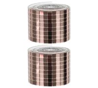 TIDTALEO Pegatinas Adhesivas de Pared Mosaico Cuadrado 1464 Piezas, Azulejos Adhesivos de Espejo de Vidrio Rosa Dorado, Decoración DIY para Baño y Hogar, 2 Rollos Autoadhesivos