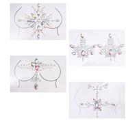 TIDTALEO Pegatinas Pecho de Gemas de Imitación 4 Piezas, Adhesivos Corporales para Fiesta y Festival, Set DIY para Maquillaje Corporal, Decoración para Cosplay y Eventos