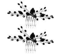 TIDTALEO Peinetas de Novia Negras Vintage para Boda, Accesorios Cabello en Aleación, Ajuste Seguro y Cómodo, Pack de 2 Piezas para Novia y Damas