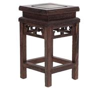 TIDTALEO Soporte para Macetas Pequeño de Madera de Pájaro Alas Diseño Oriental, Estante Antiguo para Plantas de Interior, Base Cuadrada Calada para Bonsáis y Jarrones, Estilo Aleatorio