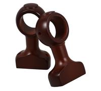 TIDTALEO Soportes para Barra de Cortina de Madera Doble Función para Barra Simple o Doble Color Café Oscuro Base Fija Decorativa 2 Piezas Montaje Pared o Techo para Cortinas de Baño y