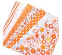 TIDTALEO Telas de Algodón 7 Piezas 25x25 Cm para Patchwork Diy, Telas Lisas y Estampadas Naranja para Manualidades, Costura, Acolchado y Labores de Retazos