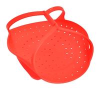 TIDTALEO Vaporera Plegable de Silicona Roja para Cocinar Frutas y Mariscos Asas Resistentes al Calor Apta para Lavavajillas Ideal para Preparaciones Nutritivas