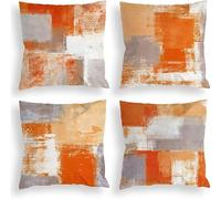 TIDWIACE Juego de 4 Fundas de Cojín 45x45 cm, Naranja Fundas para Cojines de Lino,para Patio al Aire Libre, Jardín, Sala de Estar, Sofá, Decoración de Casa de Campo