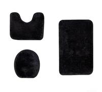 Tidy Up Your Space - Alfombrillas de baño funcionales de 3 piezas, incluye alfombras de contorno acogedoras y cubiertas de tapa (negro)