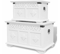 Tidyard 2xBaúl de Almacenamiento,Cofre Baúl,Cofre del Tesoro,Caja de Madera,Caja Pirata,Mesa Auxiliar,con Elaborados Detalles Tallados a Mano,MDF y Madera de Pino Blanco