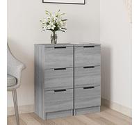 Tidyard - Aparadores de 2 piezas, Sonoma gris, 30 x 30 x 70 cm, madera de ingeniería, cómoda de almacenamiento con 3 cajones, armario de cocina para sala de estar, dormitorio