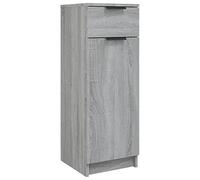 Tidyard Armario de baño con cajón y puerta, armario midi para baño, mueble de baño, mueble de baño, estantería de baño, material de madera, gris, Sonoma 32 x 34 x 90 cm