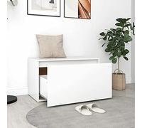 Tidyard Banco de asiento con cajón, banco de almacenamiento, material de madera, 80 x 40 x 45 cm, color blanco