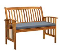 Tidyard Banco de jardín con cojín de 119 cm de madera sólida de acacia, Banqueta de jardín, silla de porche, muebles de jardín, para parque, terraza, patio, balcón y exterior