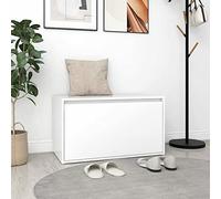 Tidyard Banco de Recibidor con Cajón, 80x40x45 cm, Madera de Ingeniería, Blanco, para Entrada, Pasillo, Almacenamiento de Zapatos y Ropa, Moderno y Elegante
