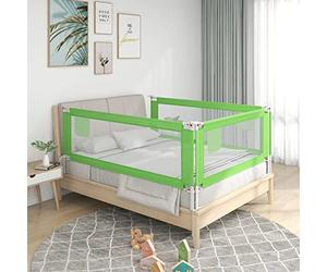 Tidyard Barandilla de Seguridad Cama de Niño Protección de Seguridad Barrera para Cama Altura Ajustable Barandillas Cama Infantil Protección contra Caídas Verde Tela 190x25 cm
