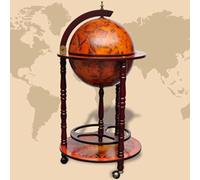 Tidyard Barra de Madera con Forma de Globo Terráqueo, Ruedas, Mapa Antiguo, Ideal para Casa y Oficina - Eucalipto Macizo, 47x47x102 cm Modelo YFXZJ-60774ESGMRX