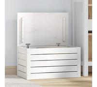 Tidyard Baúl de almacenaje Caja de almacenaje Arcón Exterior Baúl Organizador Cofre de Cojines Cajón,Cajón de Jardín Balcón Patio Terraza Madera Maciza de Pino Blanco 59,5x36,5x33 cm
