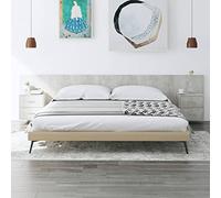 Tidyard Cabezal + 2 Mesitas de Noche, Cabecero y Mesitas Cabecero de Cama con mesitas Madera contrachapada Gris hormigón,Medidas Cabezal: 200 x 1,5 x 80 cm Juegos de Muebles de Dormitorio