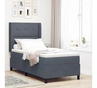 Tidyard Cama Box Spring con colchón Terciopelo Gris Oscuro 80x200 cm