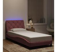 Tidyard Cama con Luces LED Terciopelo Rosa - Soporte Lumbar, Diseño Moderno, Colchón No Incluido Modelo LYKQY-3213824ES