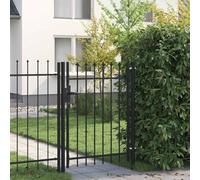 Tidyard Cancela de Valla con una Puerta y Puntas Acero Negro 1x1,2 m