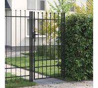 Tidyard Cancela de Valla con una Puerta y Puntas Acero Negro 1x1,75 m