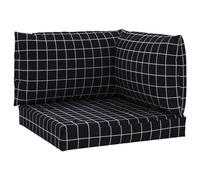 Tidyard - Cojines de paleta de 3 piezas, diseño de cuadros, color negro, tela Oxford, cojín de sofá, cojín de asiento de salón, para jardín, terraza, interior, exterior, balcón