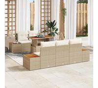 Tidyard Comedor de Jardín 6 Piezas Beige - Rattan Moderno, Cojines Cómodos, Mesa de Acacia, Estilo y Orden Modelo LYKLYD-3350028ES