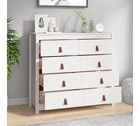 Tidyard Cómoda con 8 Cajones,Cómoda Dormitorio Grande,Mueble Cajonera Grande,Mueble Recibidor,Aparador Salón,Armario Auxiliar Moderno Madera Maciza de Pino Blanco 100x40x90 cm