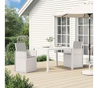 Tidyard Conjunto de Comedor de Jardín Plegable Blanco y Gris Claro - Resistente a la Intemperie, 2 Asientos, 100x100x73 cm Modelo YFXGMZJ-3430050ES