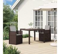 Tidyard Conjunto de Comedor de Jardín Plegable, Resistente a la Intemperie, Marrón y Gris Claro, 100x100x73 cm Modelo YFXGMZJ-3430046ES